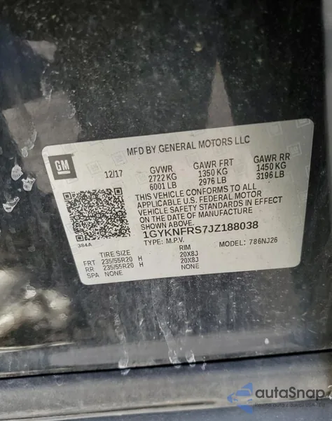 2018 Cadillac Xt5 Premium Luxury from USA, damaged, VIN 1GYKNFRS7JZ188038